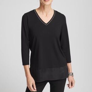 NWT Chicos Caviar Satin Mix Tunic Size 2 Large